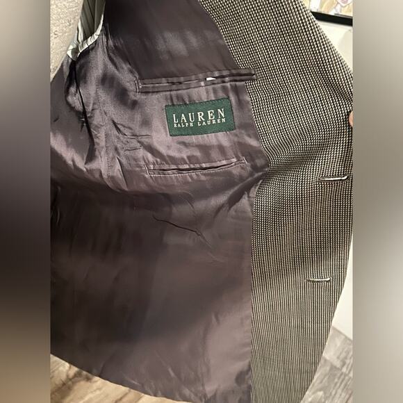 Lauren Ralph Lauren gray tan 100% wool sports coat blazer jacket plaid size 40R - Picture 9 of 12